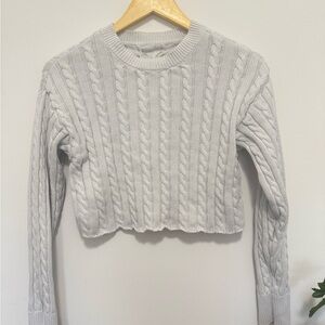 Aerie 100% Cotton Cable Knit Cropped Sweater